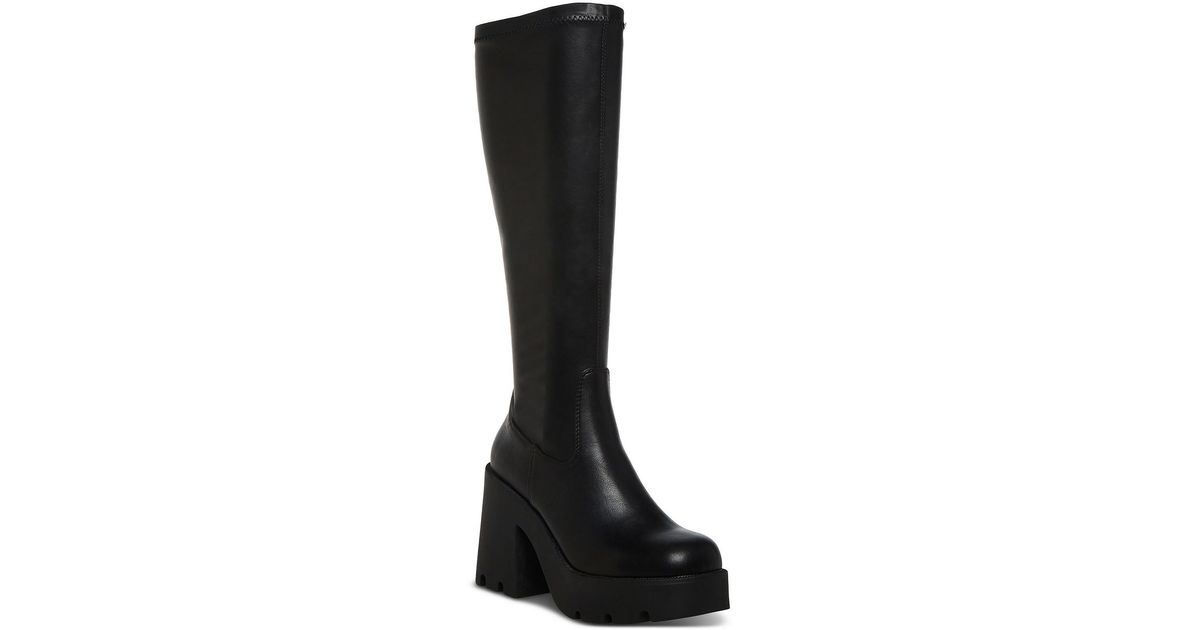Madden Girl Theresa Faux Leather Block Heel Kneehigh Boots in Black Lyst