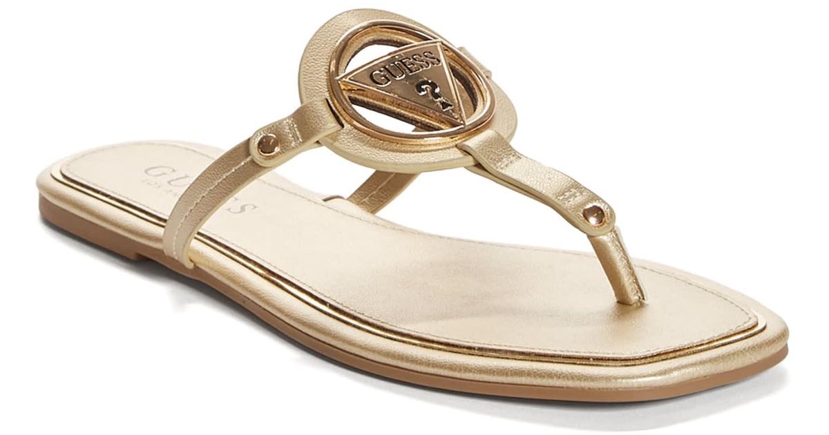 Guess Factory Amara Thong Sandal in Silver/Gold (Metallic) Lyst
