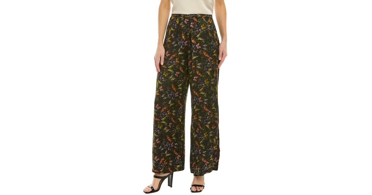 Johnny Was Midnight Mariposa Silk Lounge Pant in Green | Lyst