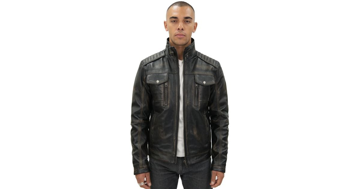 Infinity Leather Vintage Leather Biker Jacket-Cape Town in Black for ...