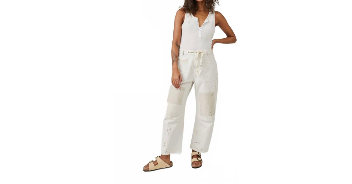 People Pull Drawstring Free People Moxie Low Slung Pull On Drawstring Barrel Jeans in Natural ...