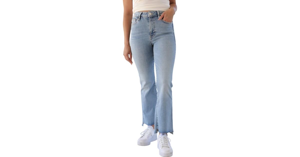 FRAME Le Crop Mini Boot Step Fray Jeans in Blue | Lyst