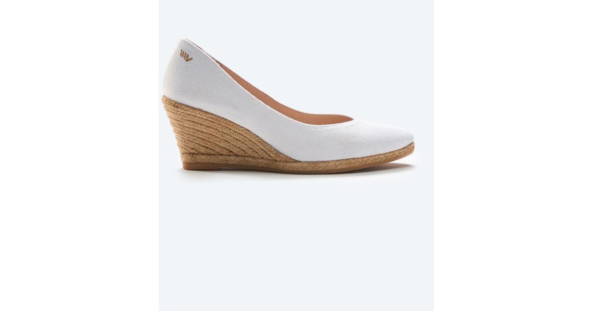 VISCATA Roses Limited Edition Canvas V Cut Espadrille Wedges in White ...