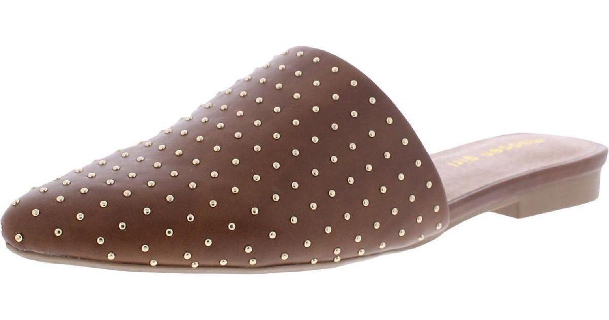 Madden Girl Tania Studded Pointed Toe Mule Sandals in Brown Lyst