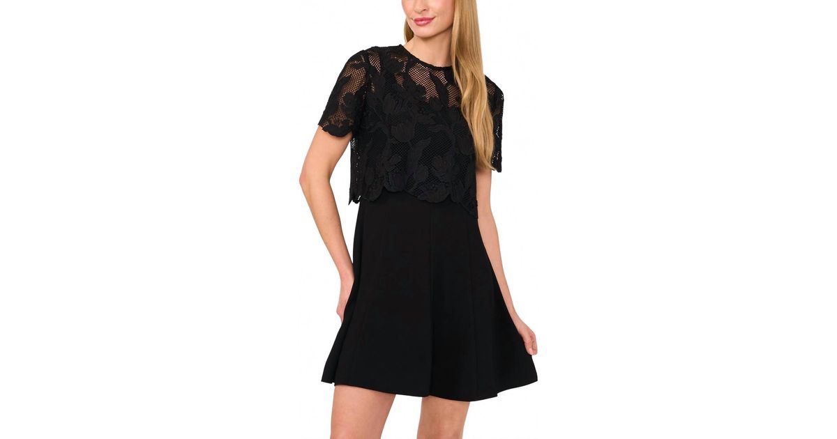 knee length dresses for ladies Black | Sleeveless Lace Applique Midi Dress main image 0