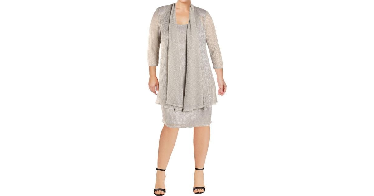 R&M Richards Women's Metallic Jacket Dress Set - Formal Evening Suit, Sparkle Cardigan & Dress - View #3