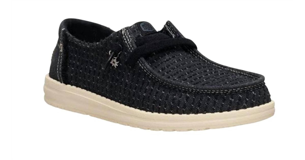 HEYDUDE Wendy Frayed Canvas Casual Shoes in Black | Lyst