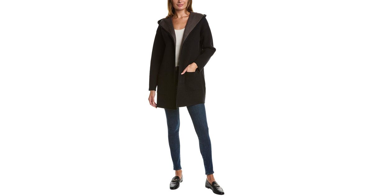 Max Studio Hooded Cardigan Coat in Black Lyst
