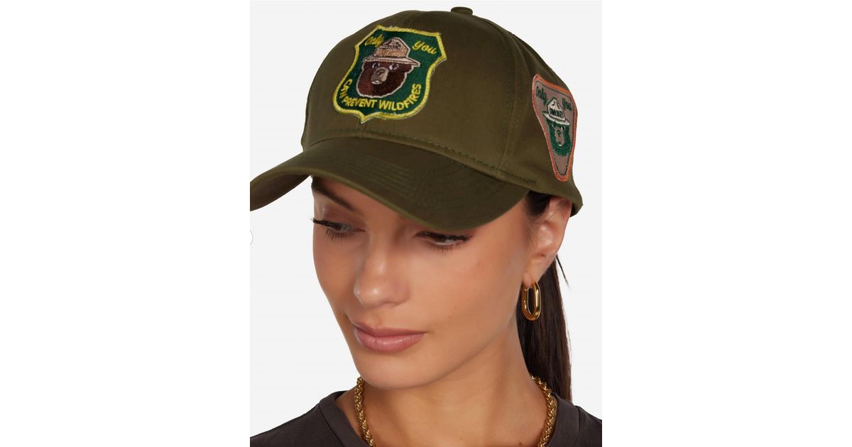 NEW LAUREN MOSHI bay smokey bear cap in military green Smokey Bear Club Captain Ivory/Army Green Adjustable  main image 3