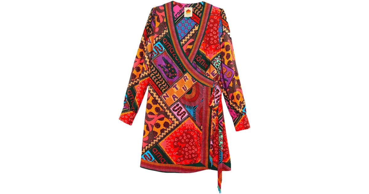 FARM Rio Dotted Patch Scarf Wrap Dress in Red Lyst