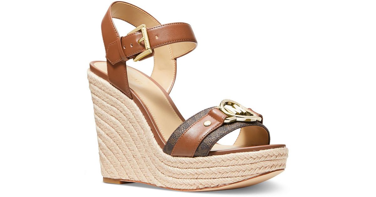 MICHAEL Michael Kors Rory Faux Leather Slingback Wedge Sandals in ...