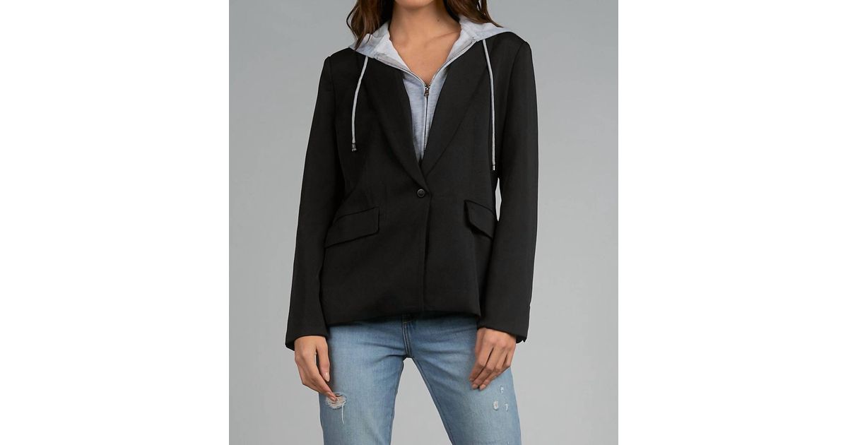 Elan Alice Blazer Hoodie in Black Lyst