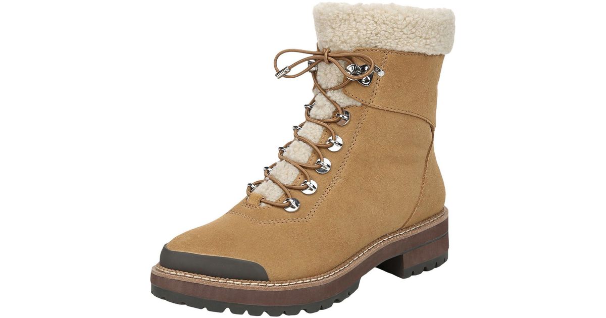 Franco Sarto Rosella Lace-up Faux Fur Lined Winter Boots in Natural | Lyst
