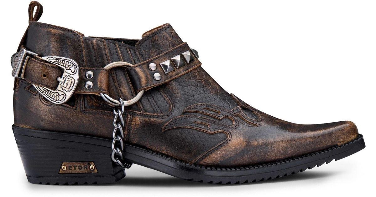 Infinity Leather Croc Leather Winklepicker Studded Western Biker Shoes ...