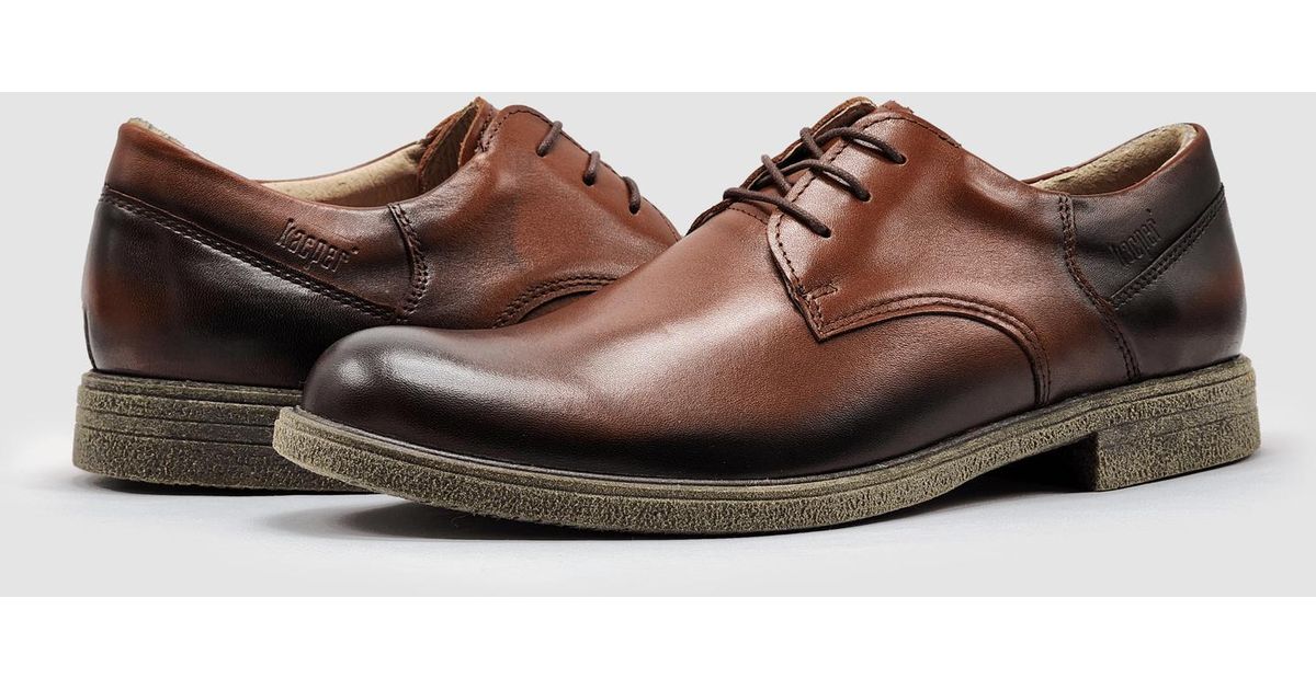 NEW KCR GROUP men\'s oxford leather dress shoes in brown Mens Exclusive Genuine Leather Cognac Brown Lace Up Cap Toe  main image 3
