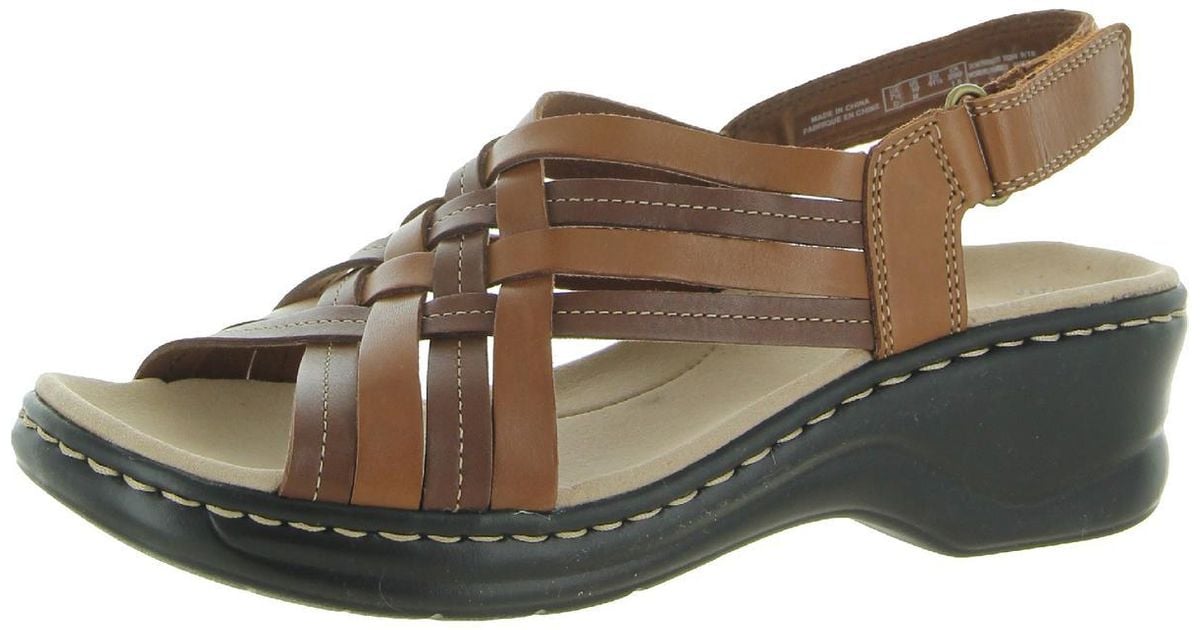 Clarks Lexi Carmen Leather Wedge Sandals in Brown | Lyst