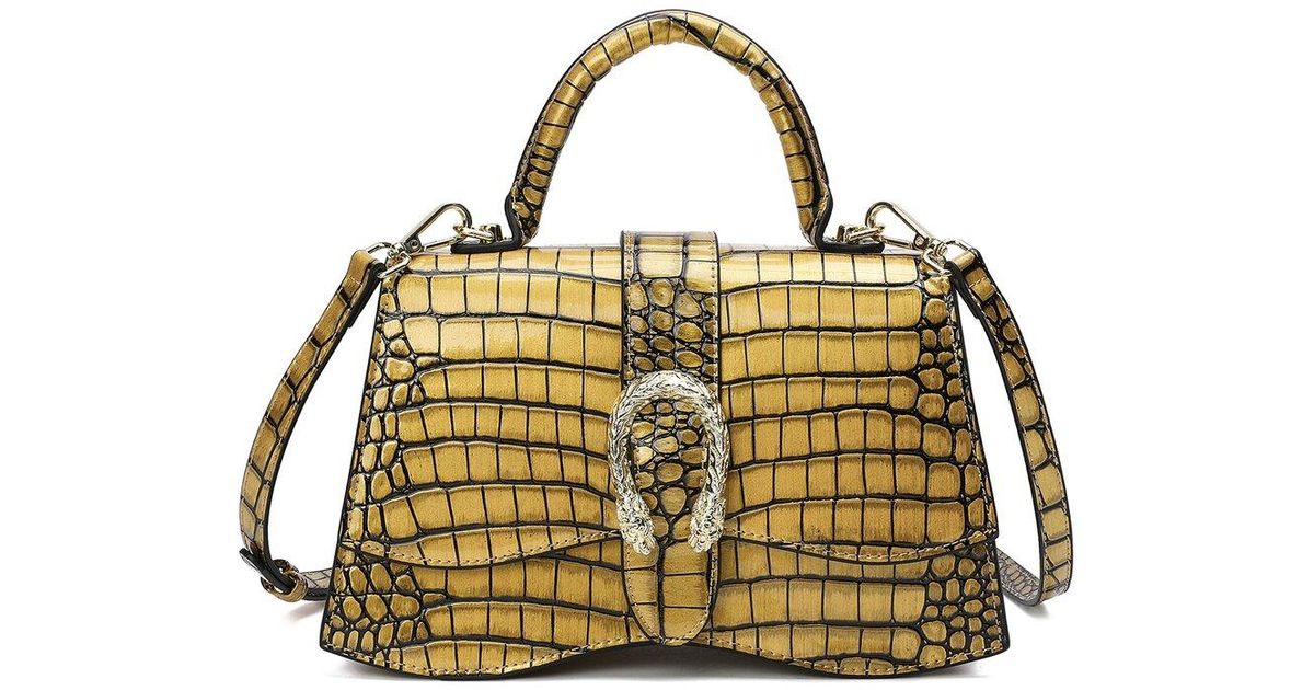 Tiffany & Fred Croc-embossed Leather Satchel in Metallic | Lyst