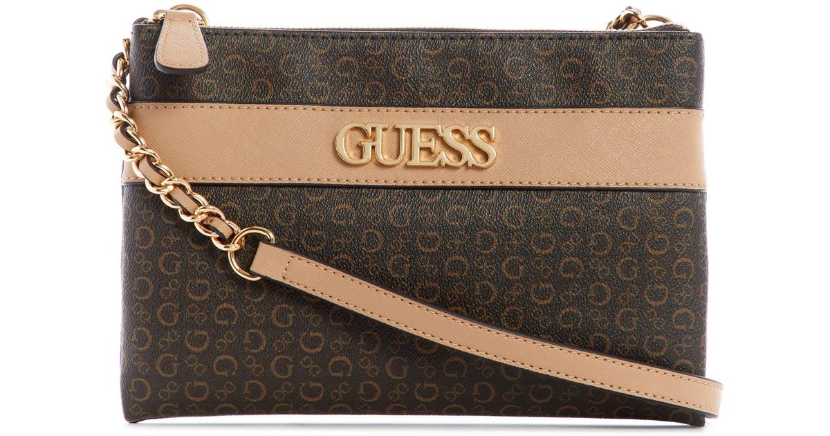 Guess Factory Brooker Logo Double-zip Crossbody in White | Lyst