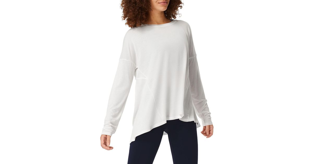 Sweaty Betty Easy Peasy Sheer Scoop Neck Pullover Top in White Lyst