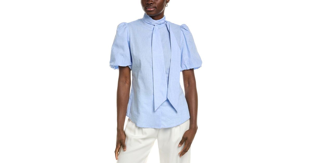Tyler Long-Sleeve Blouse in Pale Mist Blue main image 1