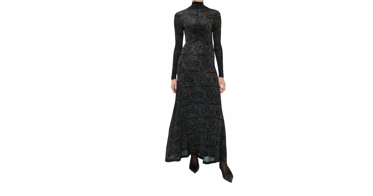 koa jersey ruched front turtleneck dress Ulla Johnson Koa Jersey Ruched Front Turtleneck Dress