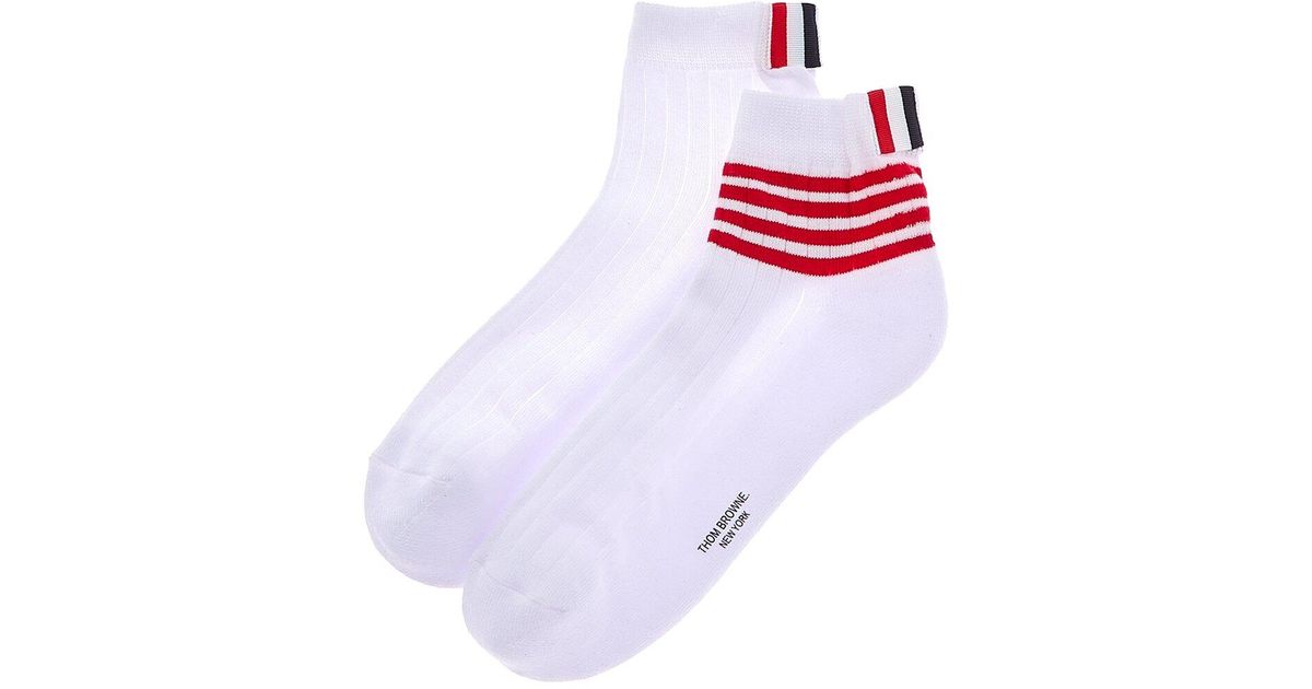 靴下・ソックス THOM BROWNE Men Ankle Socks MAS023B01690035 Gray Thom Browne 4bar Socks. | italist