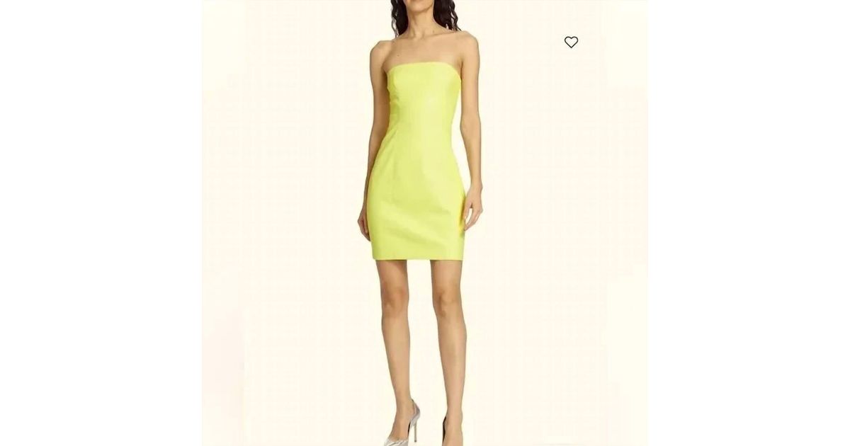 Susana Monaco Faux Leather Strapless Mini Dress in Yellow | Lyst