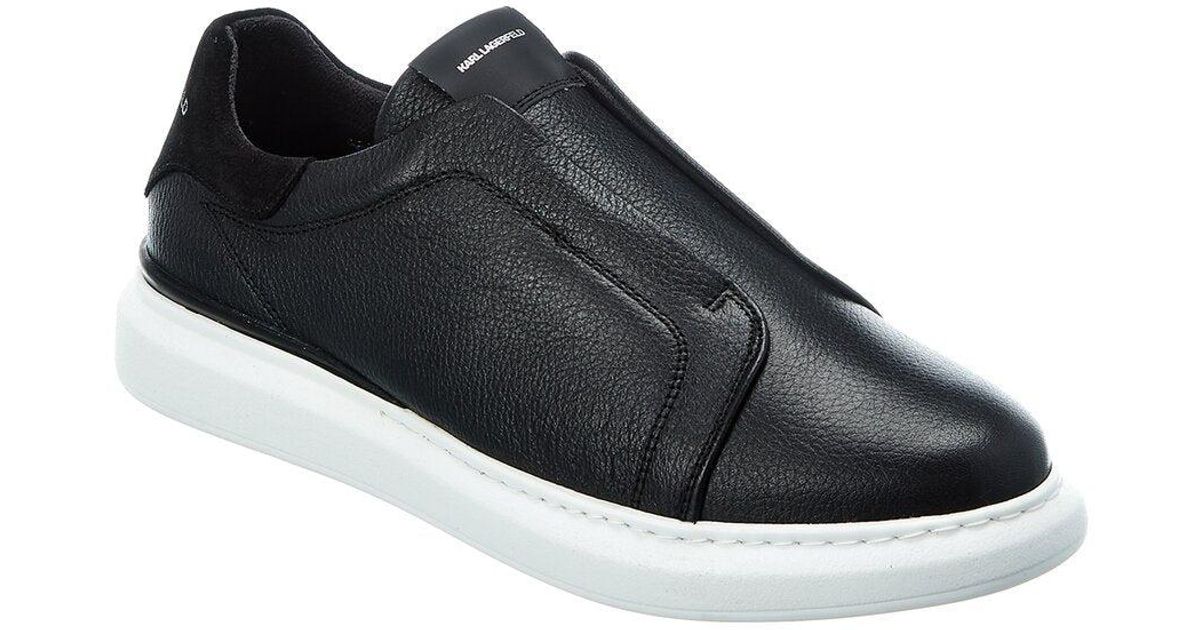 Karl Lagerfeld Laceless Leather Sneaker in Black for Men Lyst