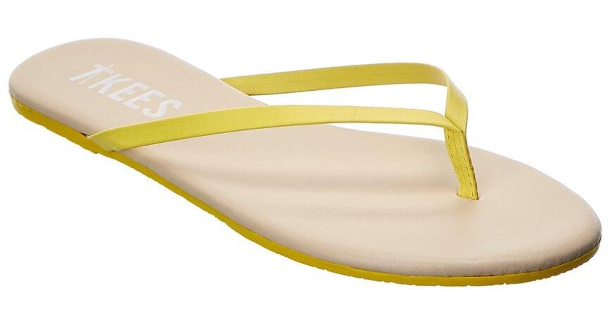 yellow leather flip flops