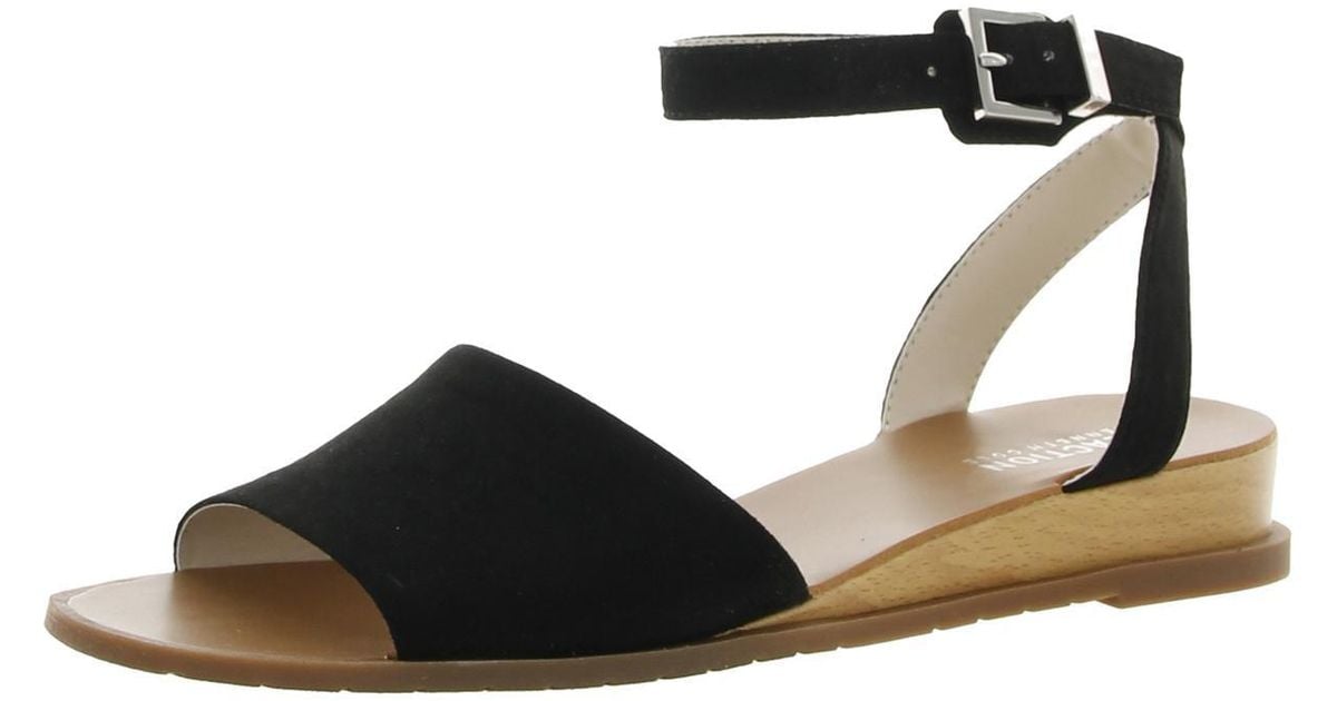 Kenneth Cole Jolly Ankle Strap Open Toe Wedge Sandals in Black Lyst