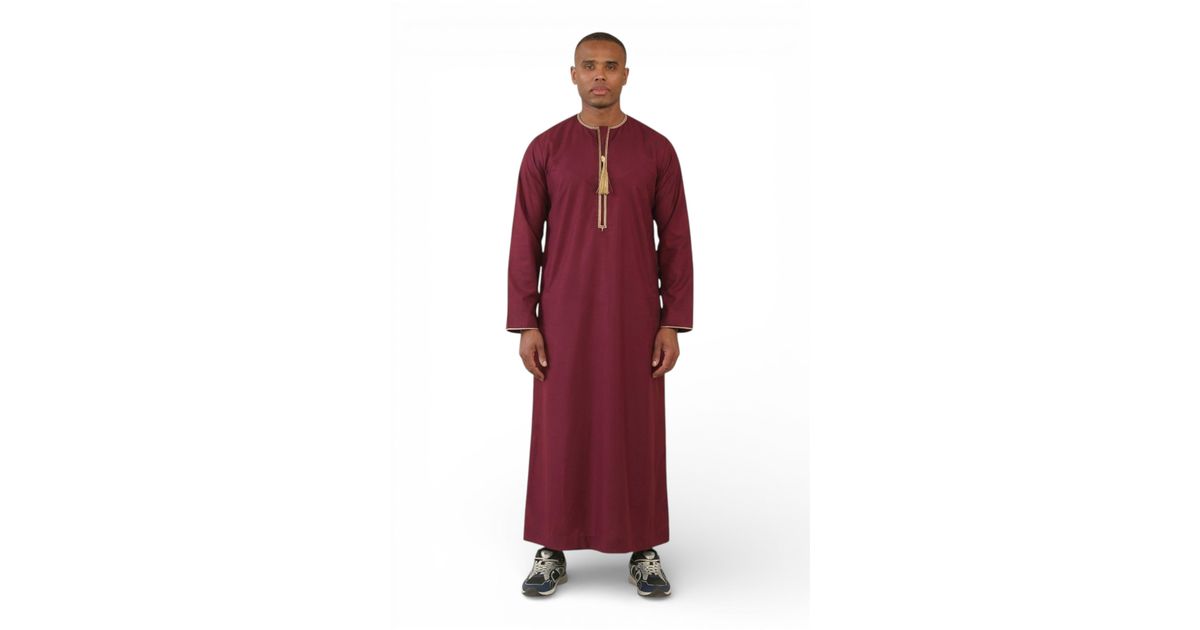 Thope Robe Arabic Thobes Ramadan Burgundy Moroccan Thobe Robe Emirati Eid Jubba ...