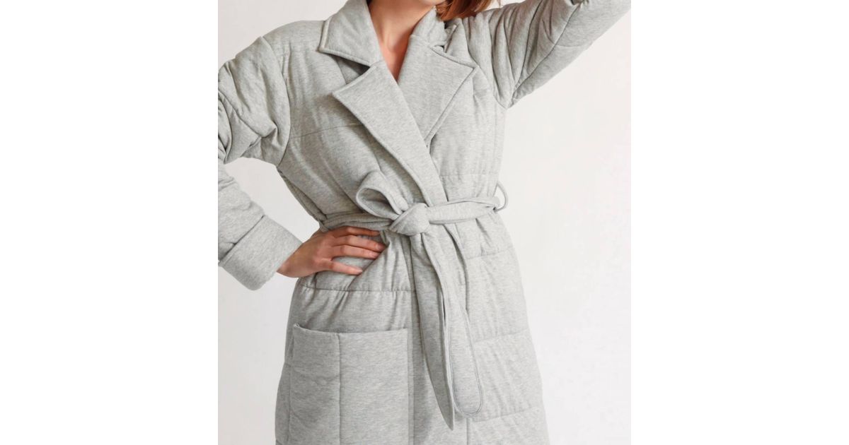 Skin Cotton Sonya Short Quilted Robe in Heather Grey (Gray) Lyst