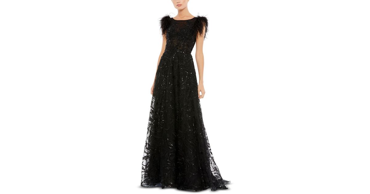 Mac Duggal Feathers Long Evening Dress in Black Lyst