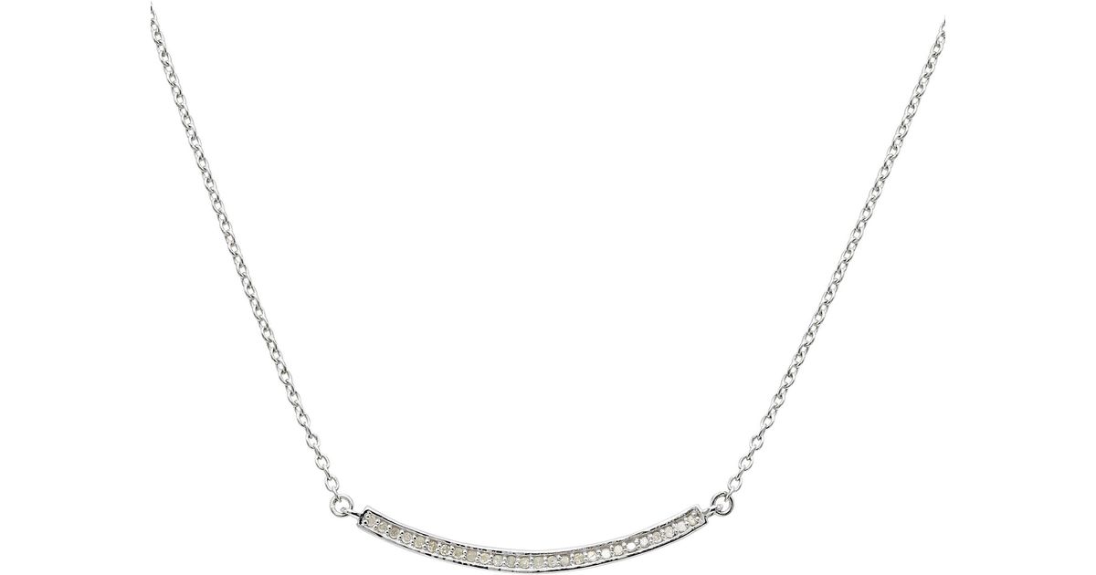 Adornia Fine Curved Bar Diamond Neckalce in Silver (Metallic) | Lyst