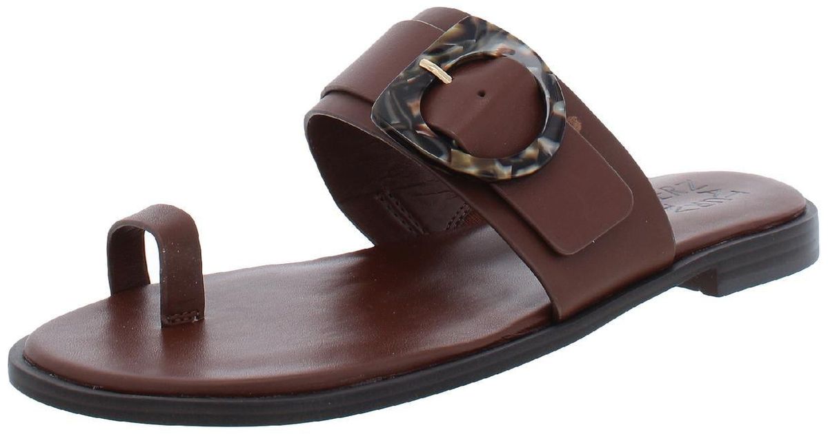 Naturalizer Finola Leather Toe Lop Slide Sandals in Brown | Lyst
