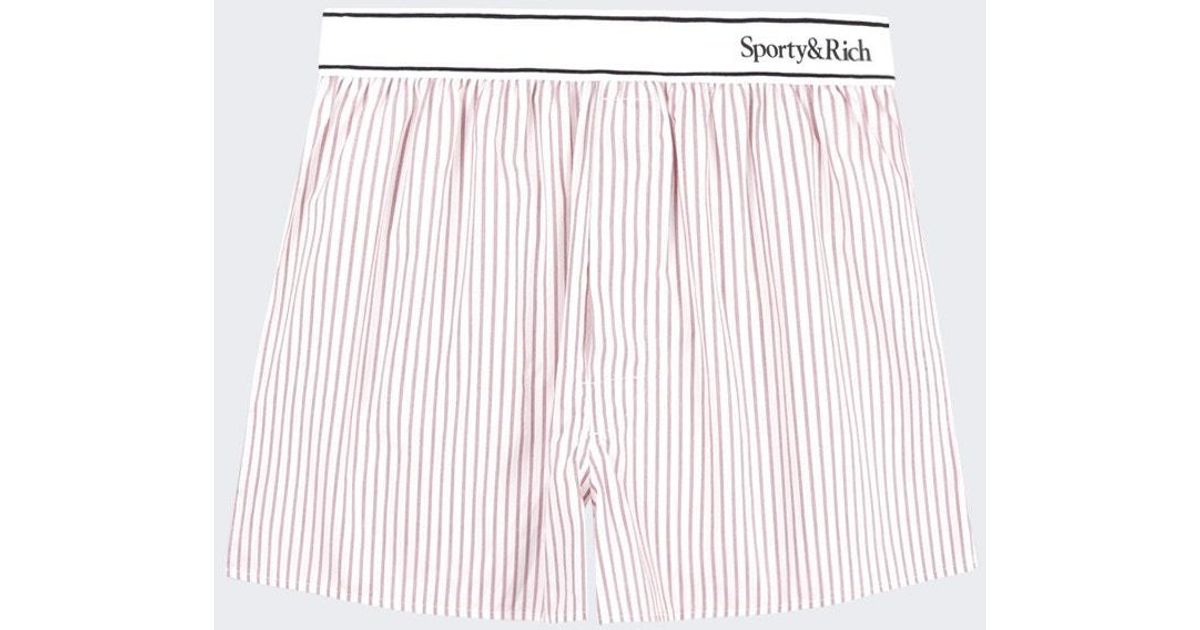 Sporty & Rich Vendome Mini Boxer Short in Blue Striped