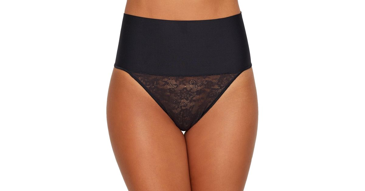 Maidenform Tame Your Tummy Lace Thong in Black