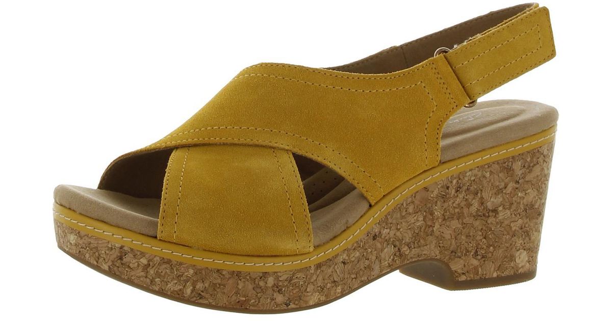 Clarks Giselle Cove Slingback Dressy Wedge Sandals in Brown | Lyst