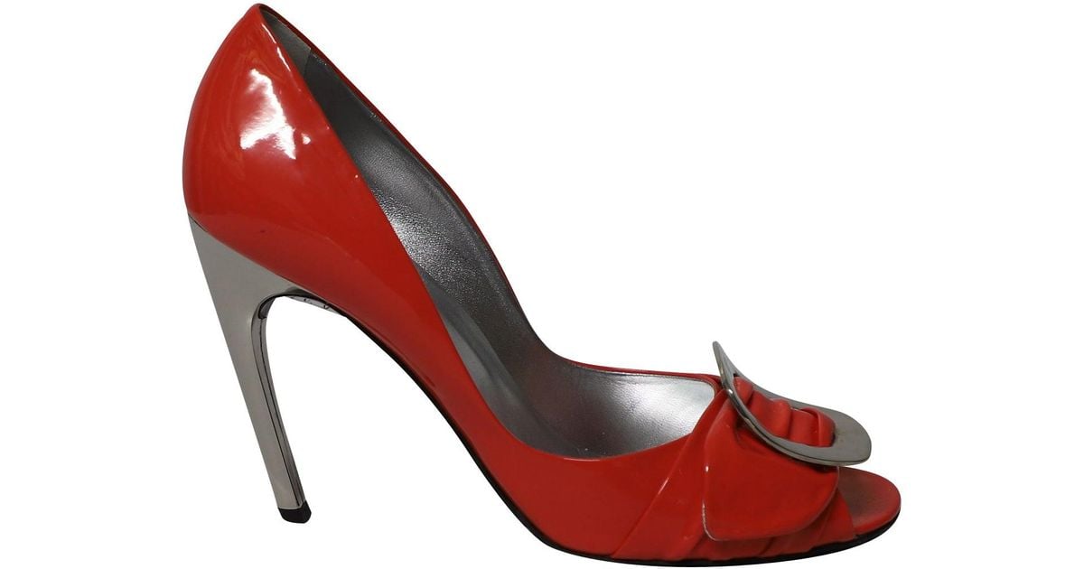 Escarpins Roger Vivier Patent Spuntata GIGI - Corail/orange/argent - Taille 40 (9.5 US) - Neuf Avec Boîte