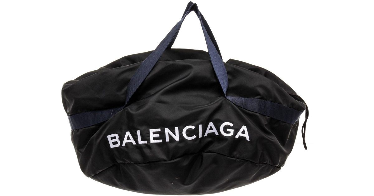 Balenciaga Leather Wheel Duffle Travel Bag in Blue | Lyst