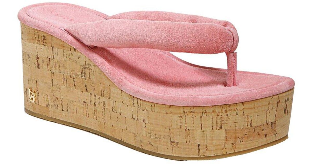 Veronica Beard Geno Cork Suede Sandal in Pink | Lyst