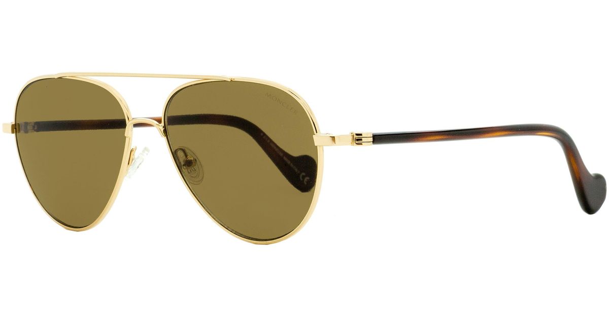Moncler Aviator Sunglasses Ml0056 Gold/havana 57mm | Lyst