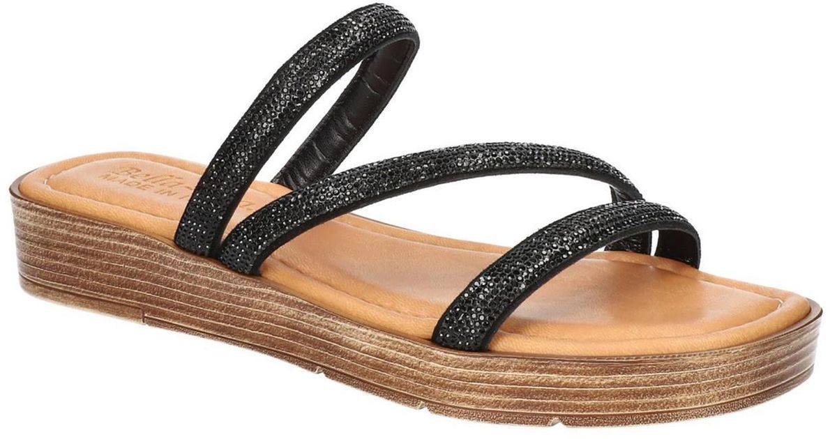 Bella Vita Leather Rhinestone Wedge Sandals | Lyst