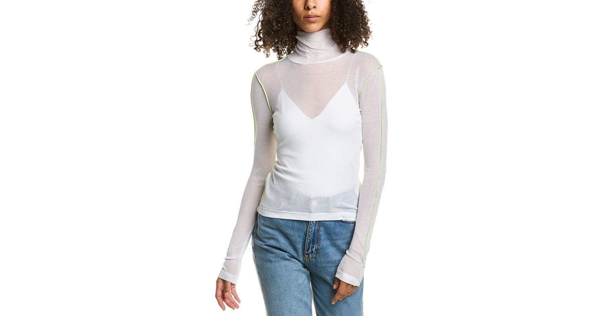 Womens Helmut Lang white Ribbed Contour Top