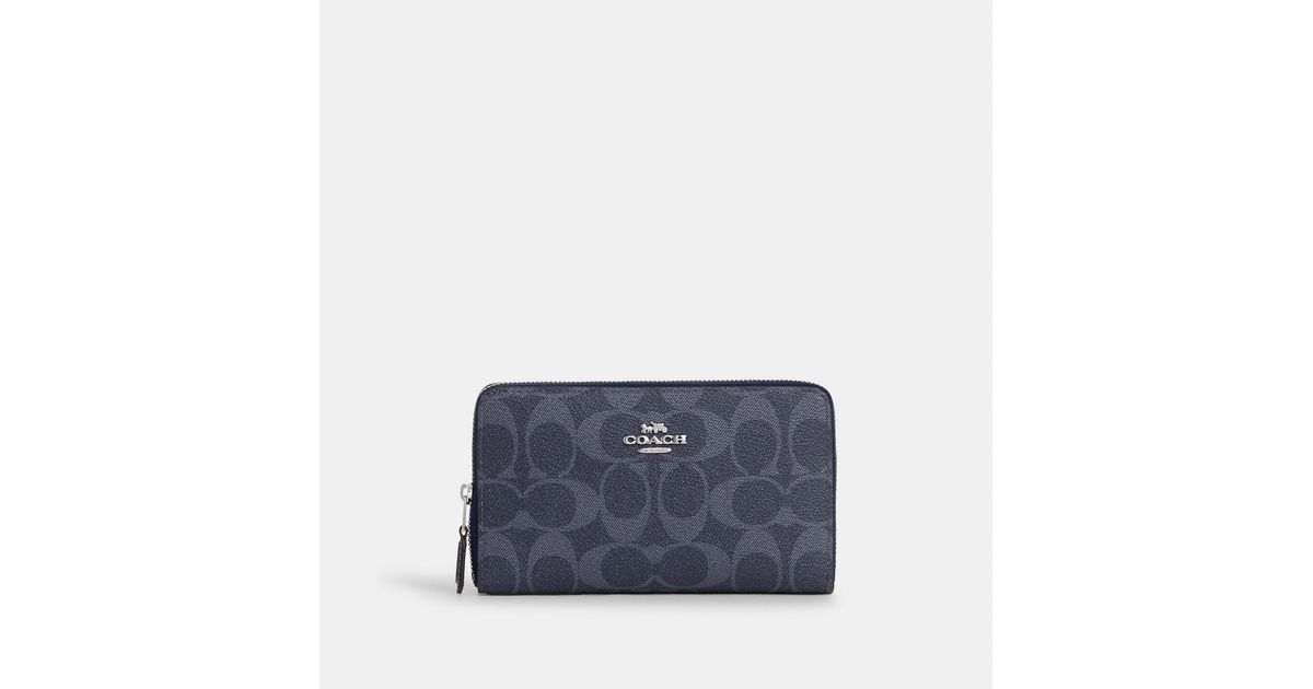COACH Medium Id Zip Wallet In Signature Canvas in Blue Lyst