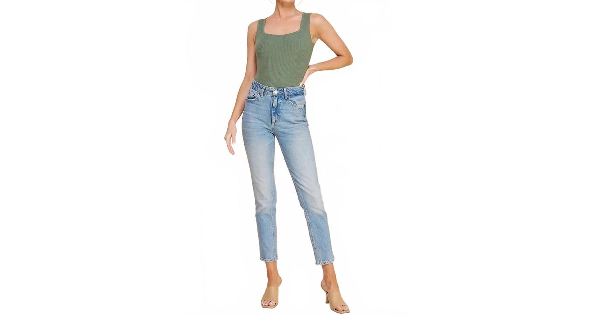 Allie Rose Lily Square Neck Bodysuit in Blue | Lyst