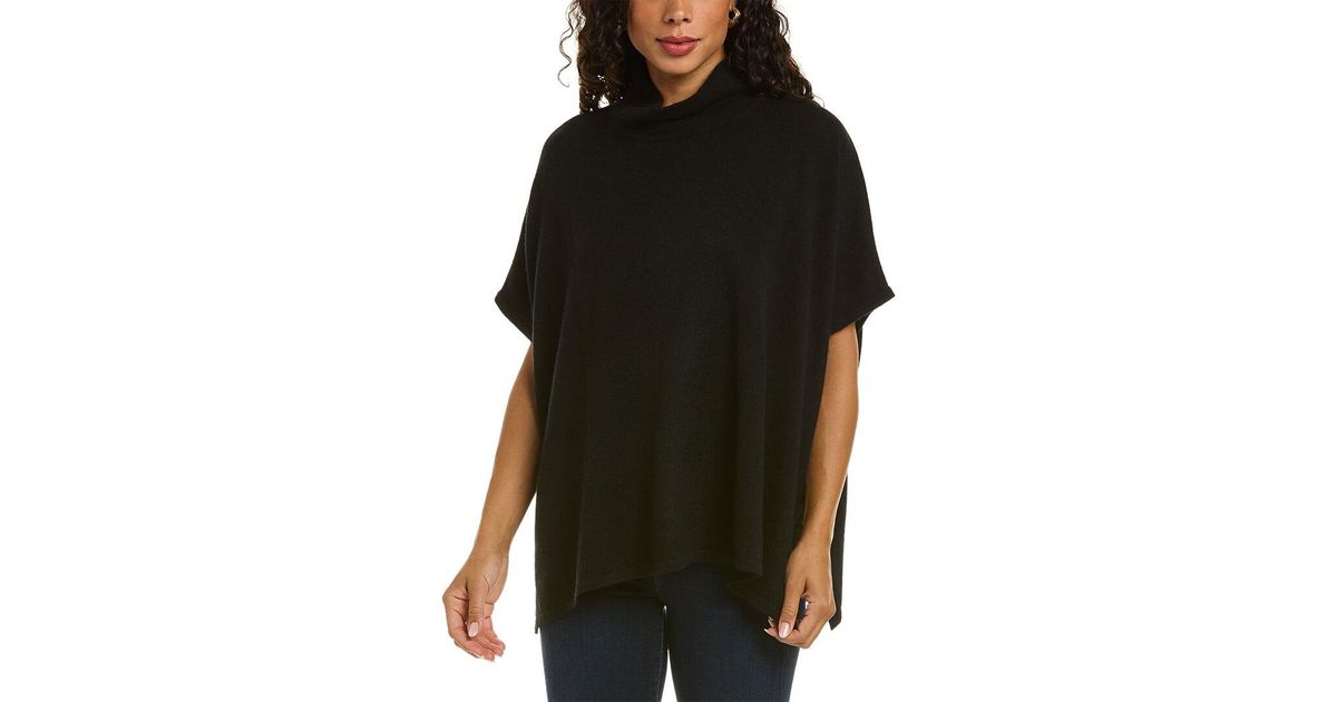 Forte Tipped Funnel Cashmere Poncho in Black | Lyst