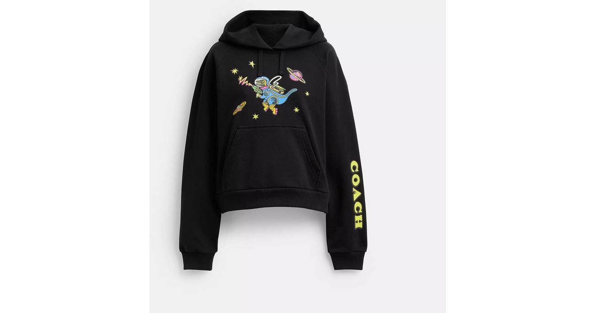 COACH Cosmic Coach Rexy Print Raglan Hoodie in Black | Lyst