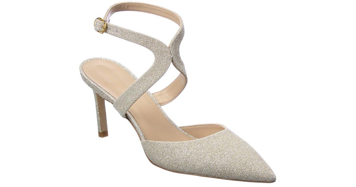 Stuart Weitzman Leather Mariposa 75 Cutout Glitter Pump In Gold 