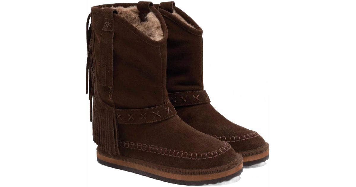 Free People Faye Fringe Pull On Boots in Brown | Lyst